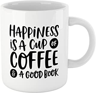 Happiness is A Cup of Coffee & A Good Book" bookish mug for book lover. Unique gifts for bookworms and readers. Best gifts for teenage book lovers. 