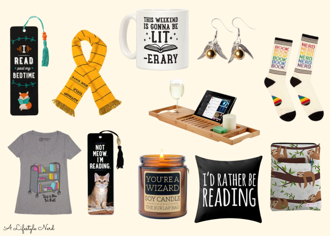 Best gifts for book lovers. Gift ideas for those who loves books. The ultimate gift guide for readers and bibliophiles. Literary-themed gifts for Christmas, holiday and birthdays. Best book gifts to buy for readers and bookworms. Bookish gifts and presents to get for a nerd. Best gift ideas for book lovers. Includes book merch, book accessories, floating shelves, book jewelry, and more!