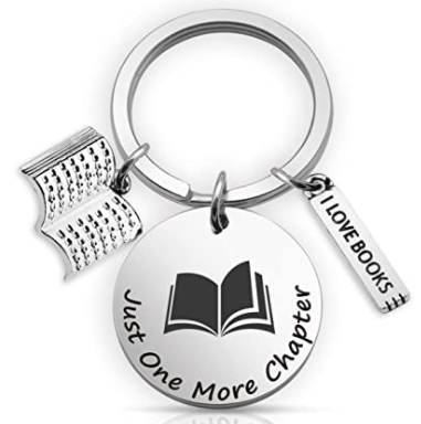 Just one more chapter key chain gift for book worms, gift ideas for book lovers, gift ideas for readers